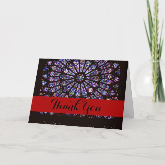 Carte De Remerciements Cathédrale Notre-Dame de Paris Rose (Devant)