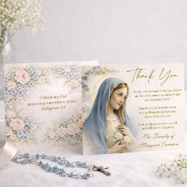 Carte De Remerciements Catholic Funeral Memorial Blessed Virgin Mary 