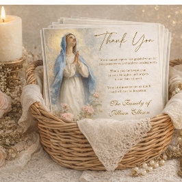 Carte De Remerciements Catholic Funeral Memorial Blessed Virgin Mary 