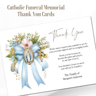 Carte De Remerciements Catholique Floral Mary Condolence funéraire Sympat