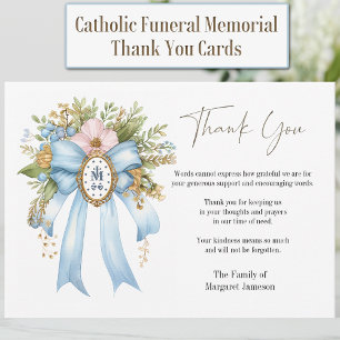Carte De Remerciements Catholique Floral Mary Condolence funéraire Sympat