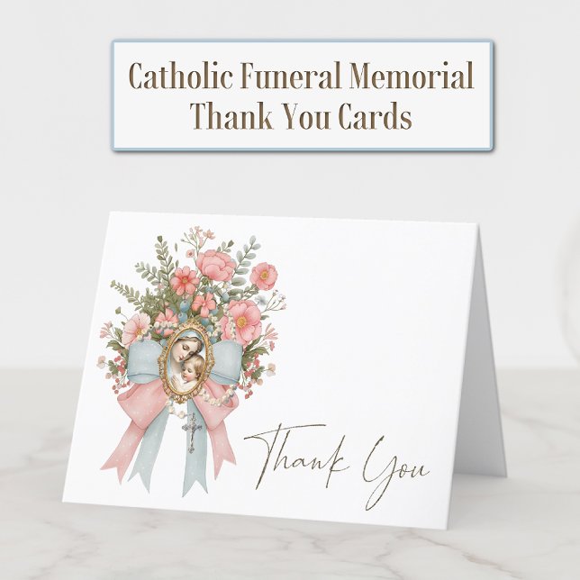 Carte De Remerciements Catholique Mary Rosary Condolence funéraire Sympat (Créateur téléchargé)