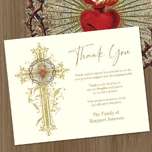 Carte De Remerciements Catholique Sacré Coeur Jésus Sympathie funéraire