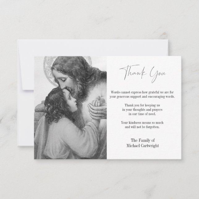 Carte De Remerciements Catholique Sacré Coeur Jésus Sympathie funéraire (Devant)
