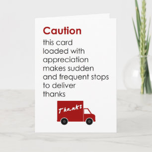 Carte De Remerciements Caution - a funny thank you poem