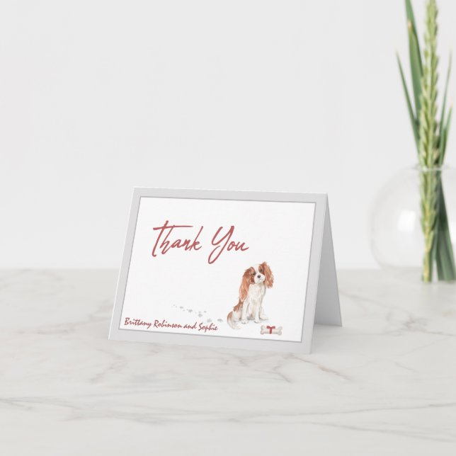 Carte De Remerciements Cavalier King Charles Pet Dog Personnaliser l'os (Devant)
