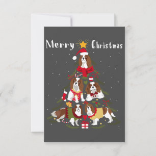Carte De Remerciements Cavalier King Charles Spaniel Tree Xmas