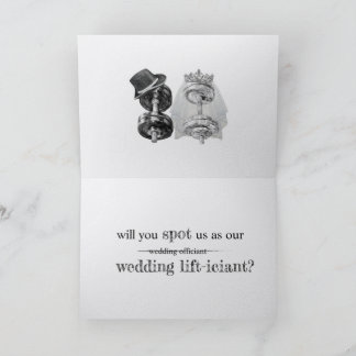Carte De Remerciements Célébrant de mariage Fitness Gym Proposition Garço