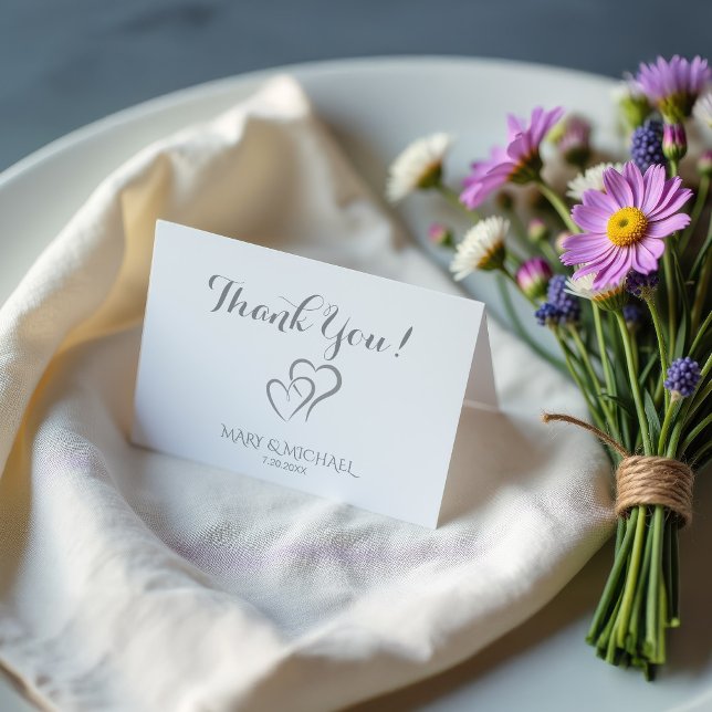 Carte De Remerciements Célébration de 25 ans avec des cœurs en argent (Créateur téléchargé)