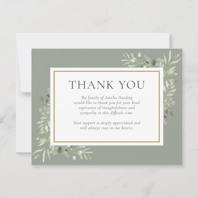 Carte De Remerciements Célébration de la verdure Funérailles Photo  (Devant)