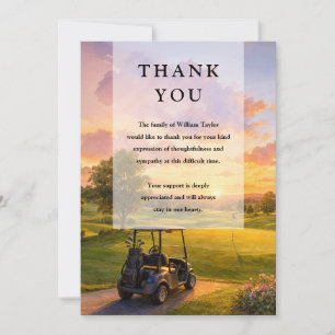 Carte De Remerciements Célébration de la vie en buggy de golf Funérailles