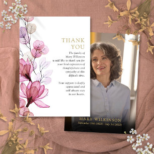 Carte De Remerciements Célébration De La Vie En Mémorial Floral Rose