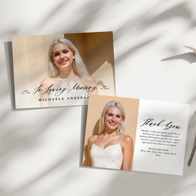 Carte De Remerciements Célébration de la vie/funérailles/commémoration de (Créateur téléchargé)