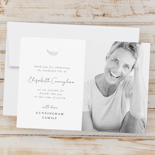 Carte De Remerciements Célébration de la vie Simple et moderne Photo mini (Créateur téléchargé)