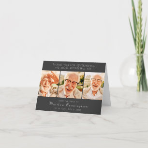 Carte De Remerciements Célébration de sa vie Moderne Simple Trois photos