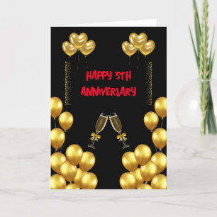 Carte De Remerciements Célébration du 5e anniversaire du Mariage Amour et