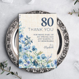 Carte De Remerciements Célébration élégante de fleurs botaniques bleues p