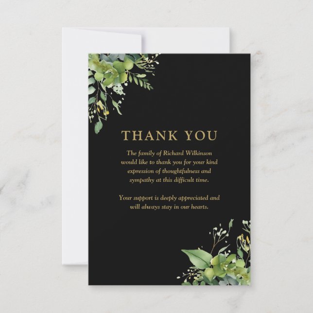 Carte De Remerciements Célébration Florale De La Vie Funéraire (Devant)