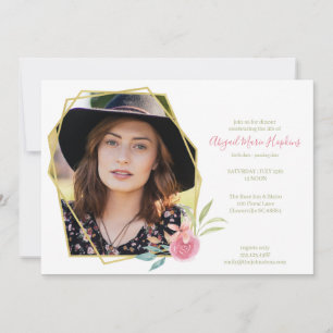 Carte De Remerciements Célébration florale rose élégante d'enterrement de