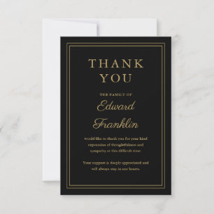 Carte De Remerciements Célébration Noire Et Or De La Vie Funéraire