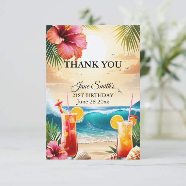 Carte De Remerciements Célébrer la gratitude | Anniversaire 21 ans (Debout devant)
