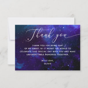 Carte De Remerciements Céleste Sweet 16 Anniversaire Galaxy Sweet Sixte