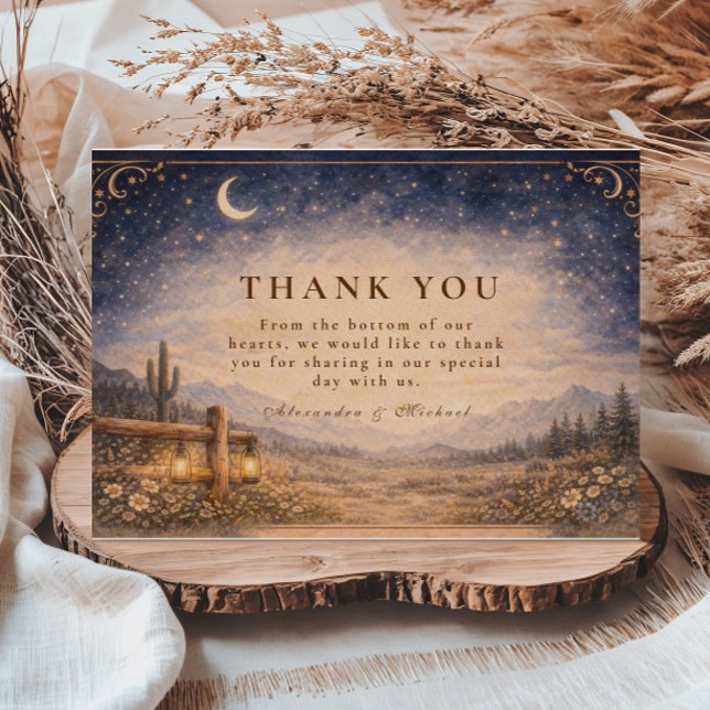 Carte De Remerciements Celestial Desert Moonlit Western Wedding (Créateur téléchargé)