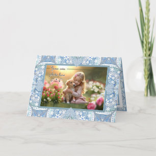 Carte De Remerciements Céramique Lace Lumière Bleu jour de la mère