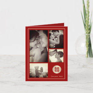 Carte De Remerciements Cercle Double Bonheur Mariage chinois 4 Photo