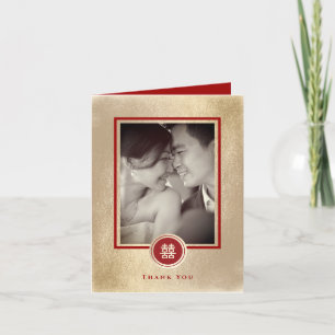 Carte De Remerciements Cercle Double Bonheur Or Mariage chinois photo
