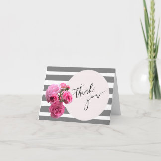 Carte De Remerciements Cercle rose Romance de /Pink de bouquet d'été de