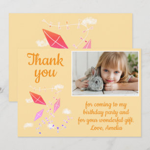 Carte De Remerciements Cerfs-Volants Dans Le Ciel Fille Photo Anniversair