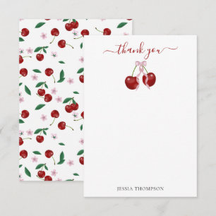 Carte De Remerciements Cerise sur le dessus Baby shower moderne Rose Bow