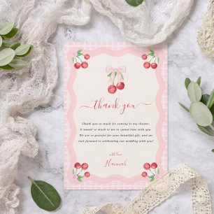 Carte De Remerciements Cerise sur le dessus   FÊTE DES MARIÉES