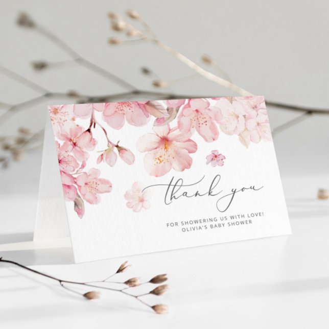 Carte De Remerciements Cerisier fleur bébé dans le baby shower en fleurs (Créateur téléchargé)