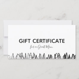 Carte De Remerciements Certificat cadeau Barber Shop Black Sketch simple