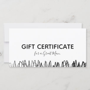 Carte De Remerciements Certificat cadeau Barber Shop Black Sketch simple