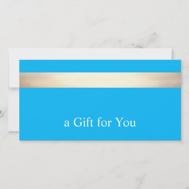 Carte De Remerciements Certificat cadeau Gold Stripe Aqua Blue (Devant)