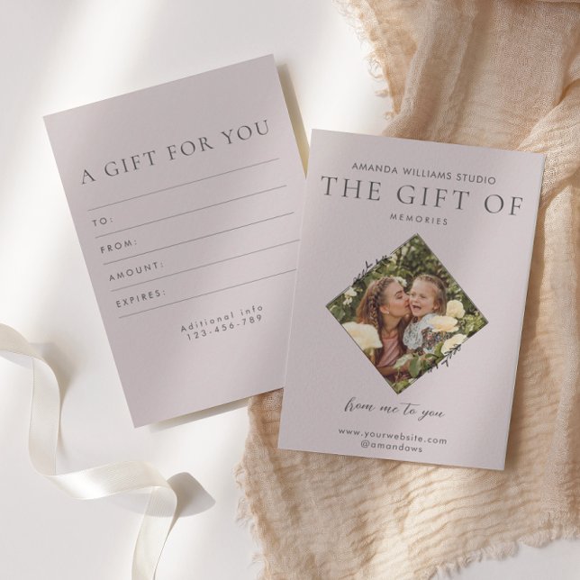 Carte De Remerciements Certificats de carte-cadeau du photographe (Créateur téléchargé)