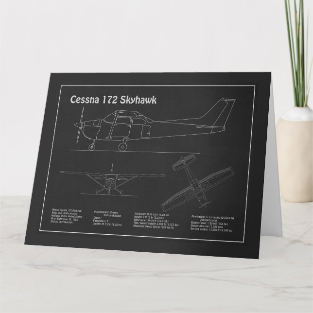 Carte De Remerciements Cessna 172 Skyhawk - Plan directeur de l'avion PD (Devant)