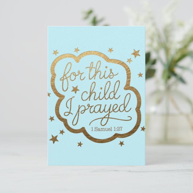 Carte De Remerciements C'est de ce Seigneur que j'ai demandé cet enfant,  (Debout devant)