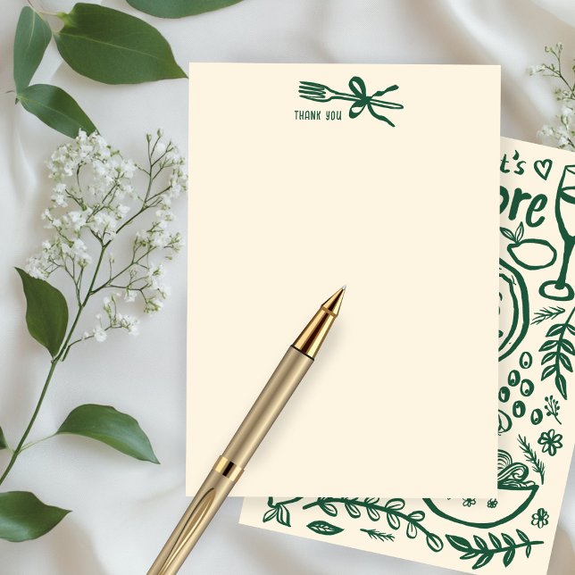 Carte De Remerciements C'est l'Amore Cuisine Italienne Mariage Personnali (That's Amore Italian Food Hand-drawn Doodle CUSTOM Bridal SHower Thank You Note Card
)