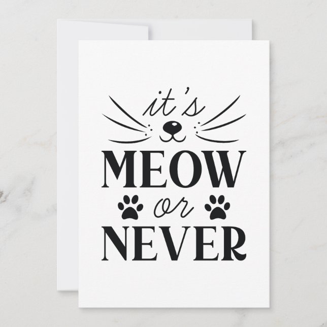 Carte De Remerciements C'est Meow ou Never (Devant)