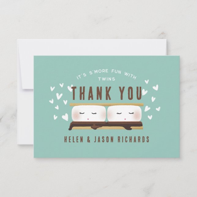 Carte De Remerciements C'est plus amusant avec le Baby shower Twins (Devant)