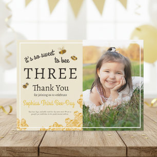 Carte De Remerciements C'est si doux d'être trois 3e anniversaire Photo a