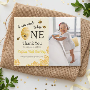 Carte De Remerciements C'est si doux d'être un 1er anniversaire Photo abe