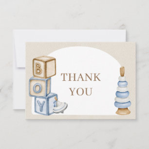 Carte De Remerciements C'est Un Garçon Bleu Boho Blocs Et Jouets Arch