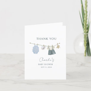 Carte De Remerciements C'est un garçon Vêtements simples Baby shower d'aq