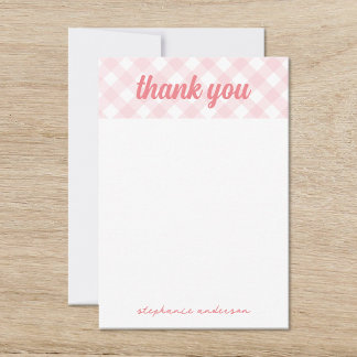 Carte De Remerciements C'est une fille En vichy Baby shower