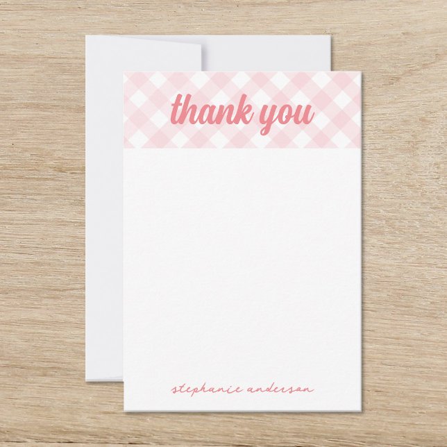 Carte De Remerciements C'est une fille En vichy Baby shower (Créateur téléchargé)